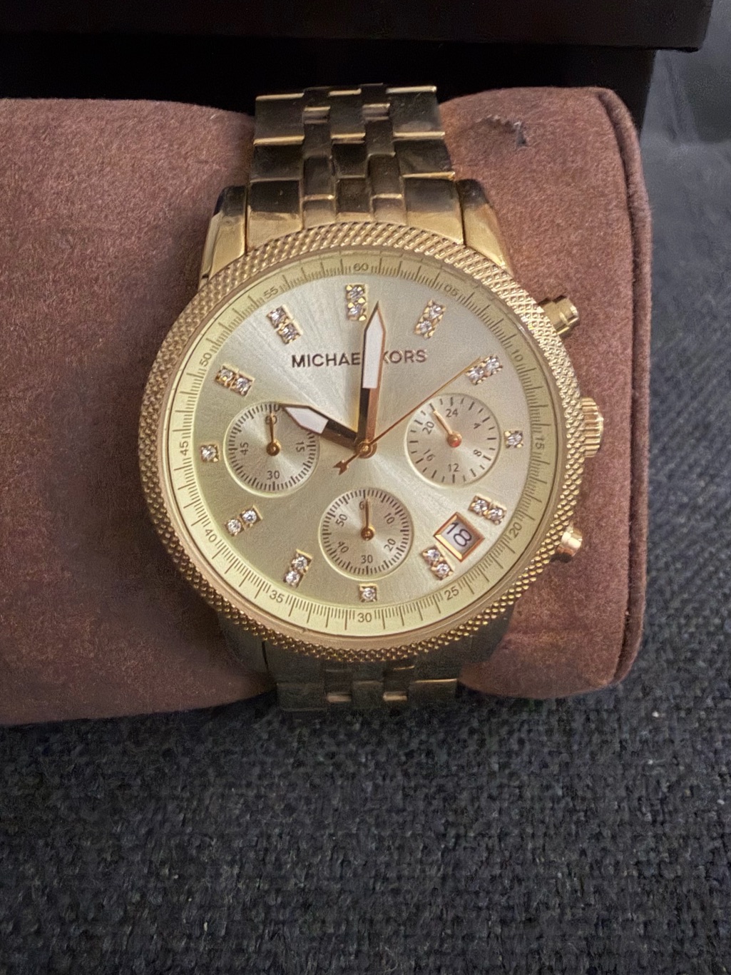 Michael Kors GoldTone Bracelet Chronograph Watch With Crystal Markers